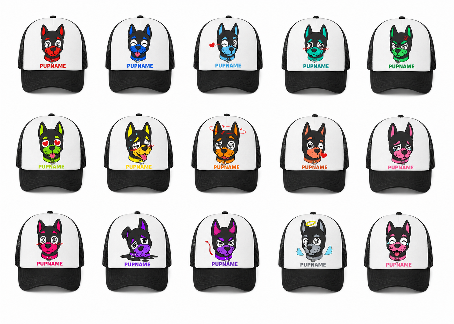 Casquette PUPMOJI - 15 expressions et couleur au choix