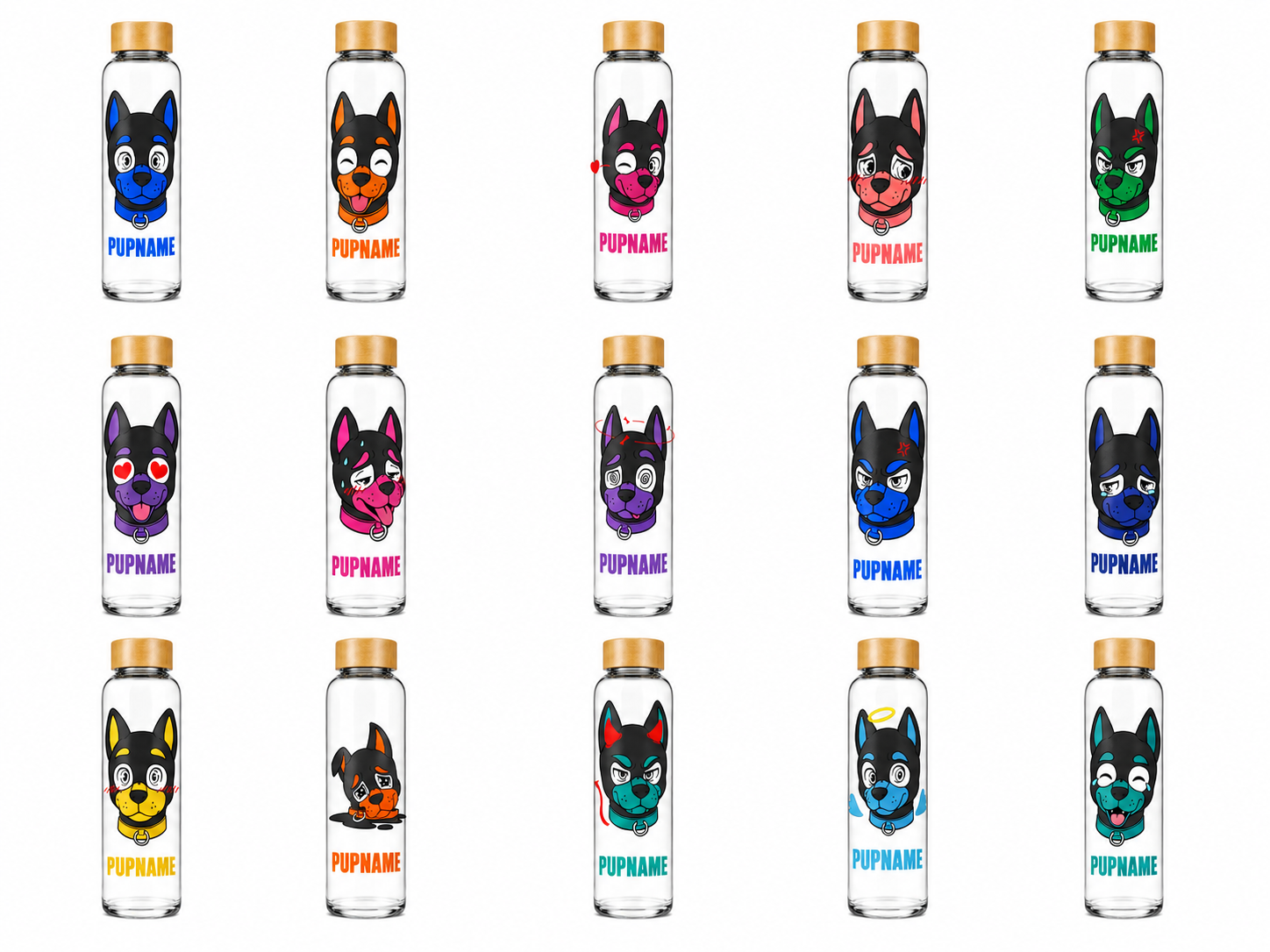 Gourde PUPMOJI - 15 expressions et couleur au choix