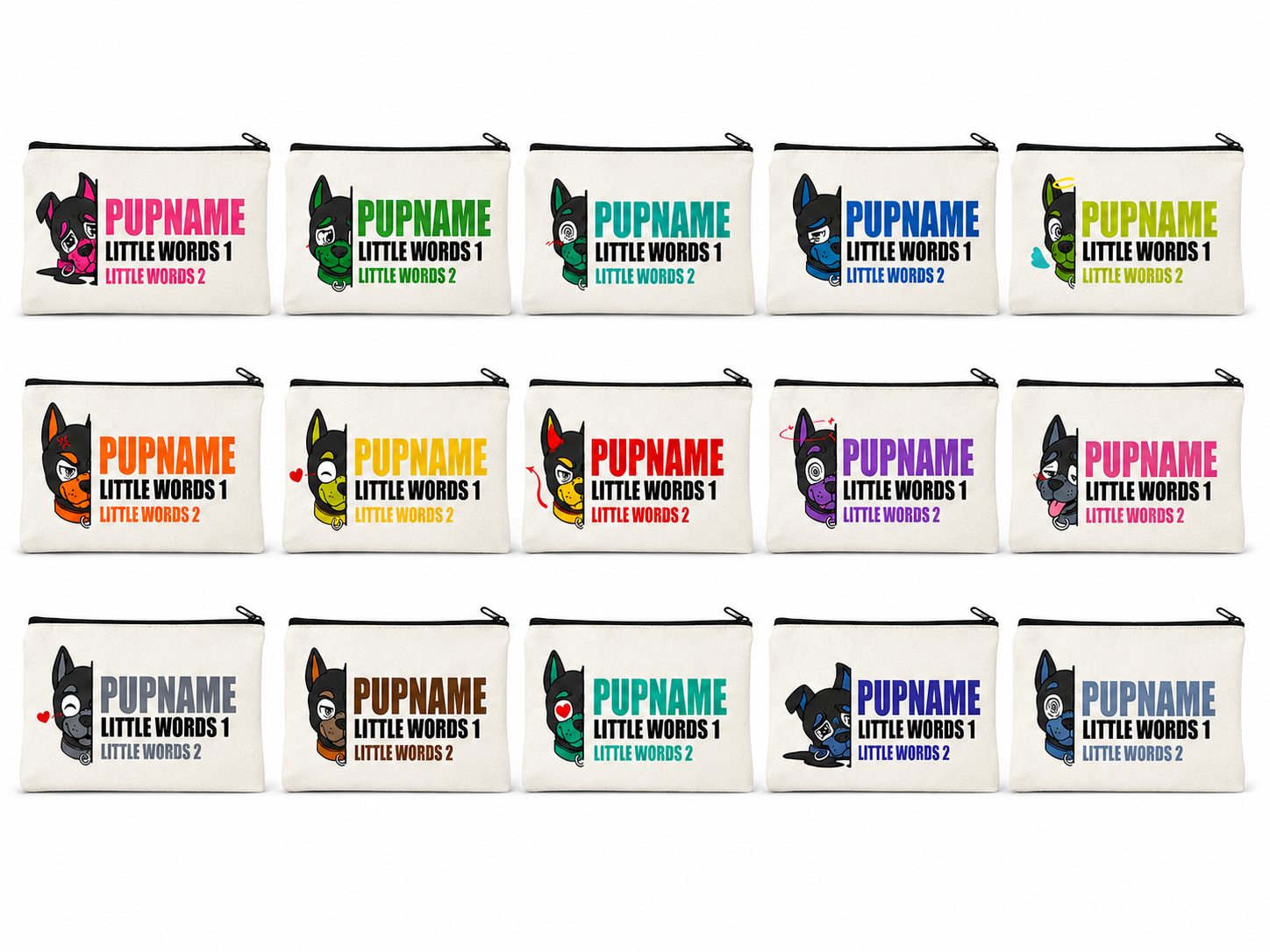 Trousse blanche PUPMOJI - 15 expressions et couleur au choix