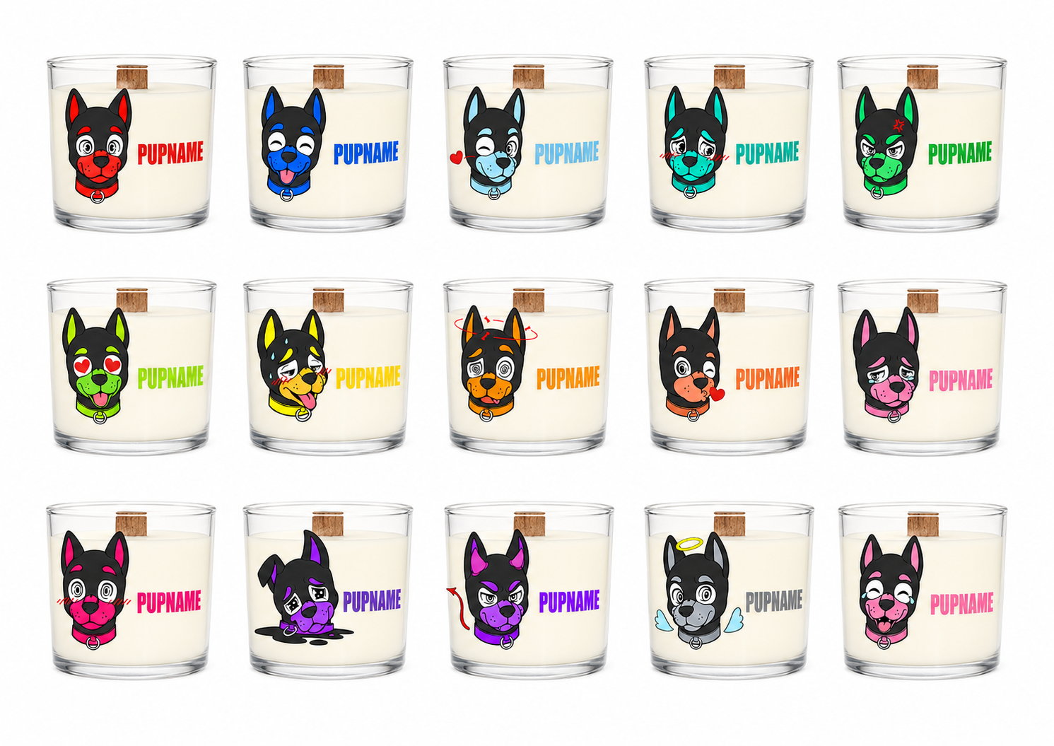 Bougie PUPMOJI - 15 expressions et couleur au choix